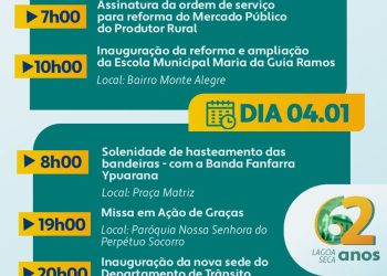 62 anos: Prefeitura de Lagoa Seca divulga programação festiva alusiva à emancipação política