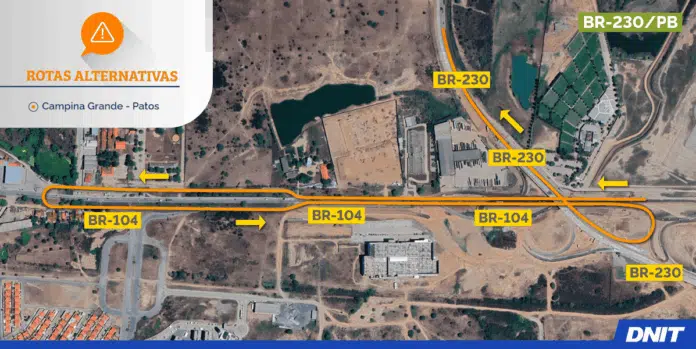 DNIT altera o tráfego no viaduto entre as BRs 230 e 104, em Campina Grande DNIT altera o tráfego no viaduto entre as BRs 230 e 104, em Campina Grande