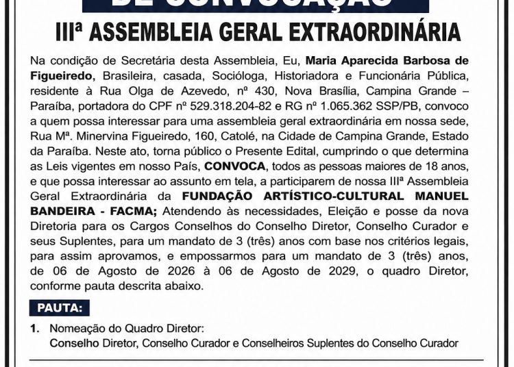 FACMA – EDITAL DE CONVOCAÇÃO