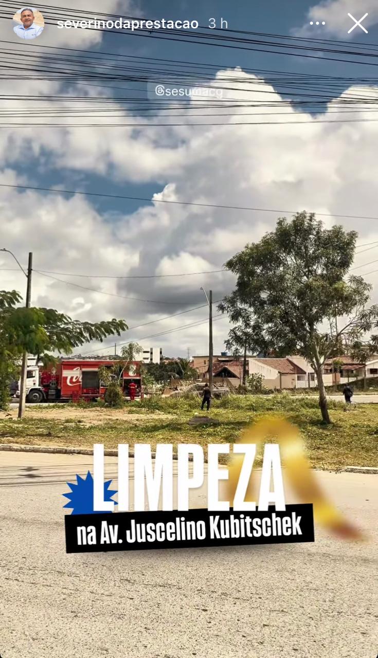 Solicitação de Severino da Prestação é atendida e Sesuma realiza limpeza na Avenida Juscelino Kubitschek Solicitação de Severino da Prestação é atendida e Sesuma realiza limpeza na Avenida Juscelino Kubitschek